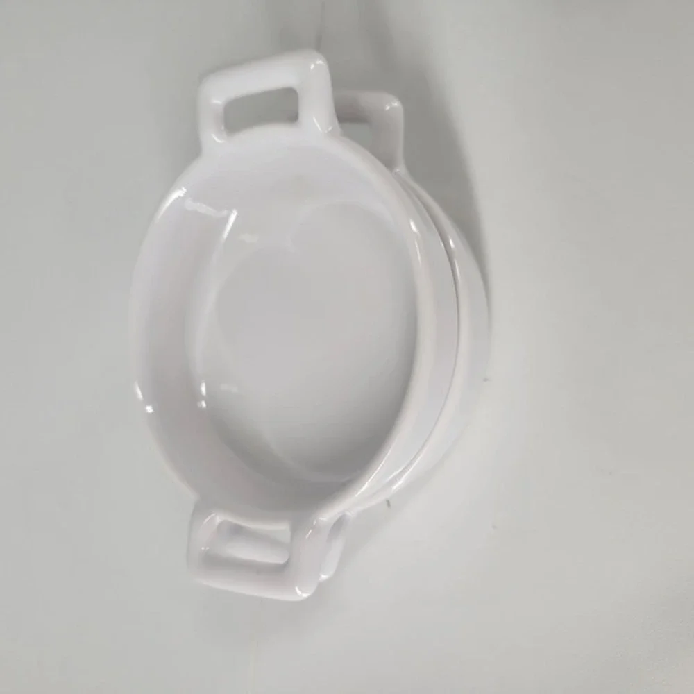 Set of 2 White Ceramic Ramekins SMO Design France Mini Baking Dishes‎